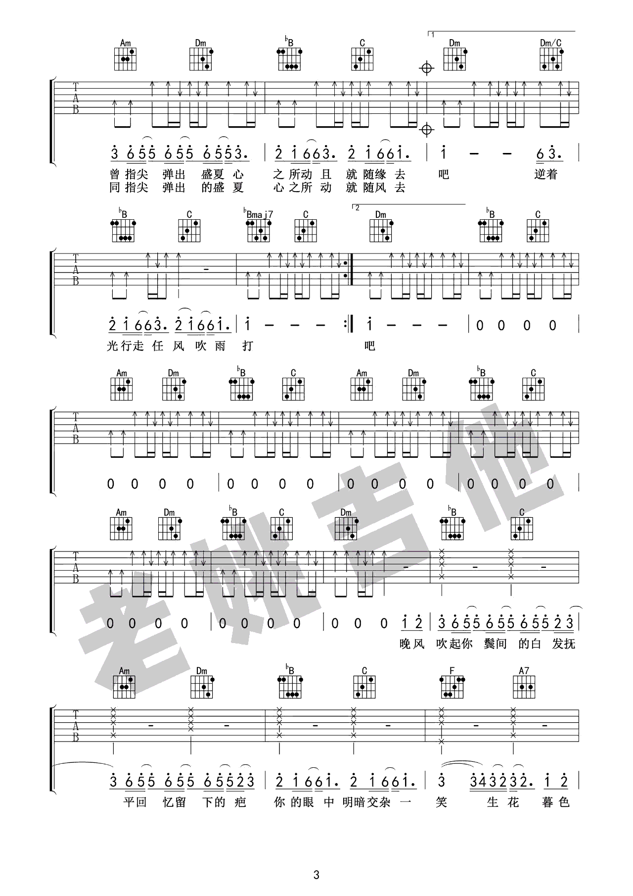 买辣椒也用券起风了吉他谱-f调弹唱谱吉他教学视频