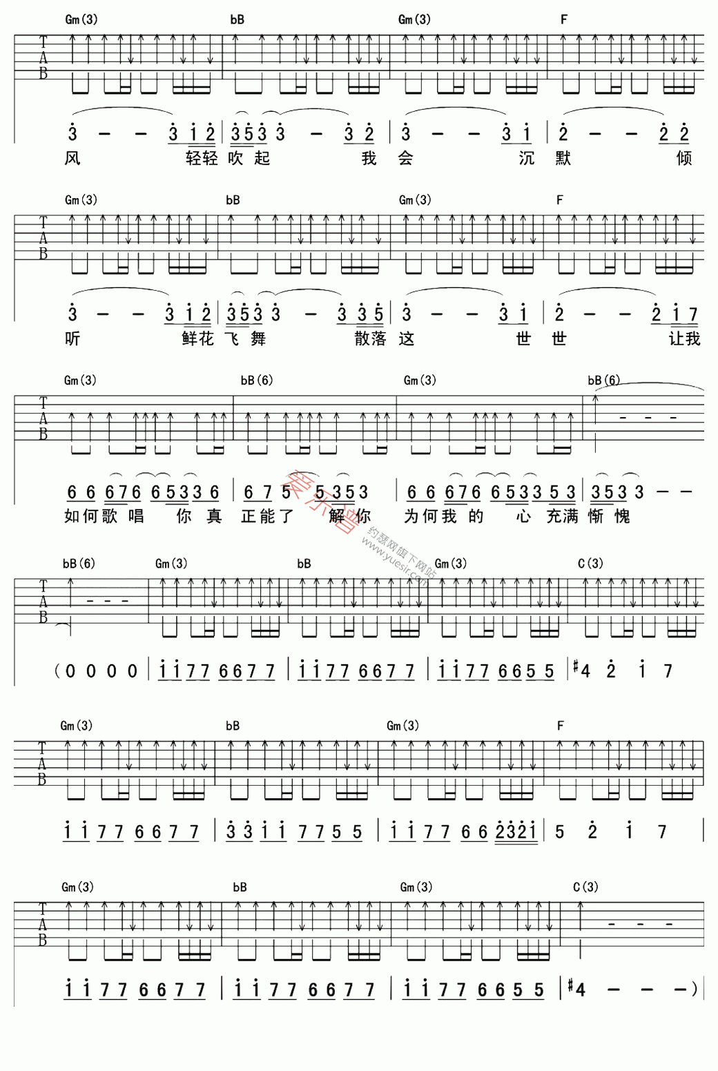 爱吉他谱许巍高清版高清六线谱图片谱