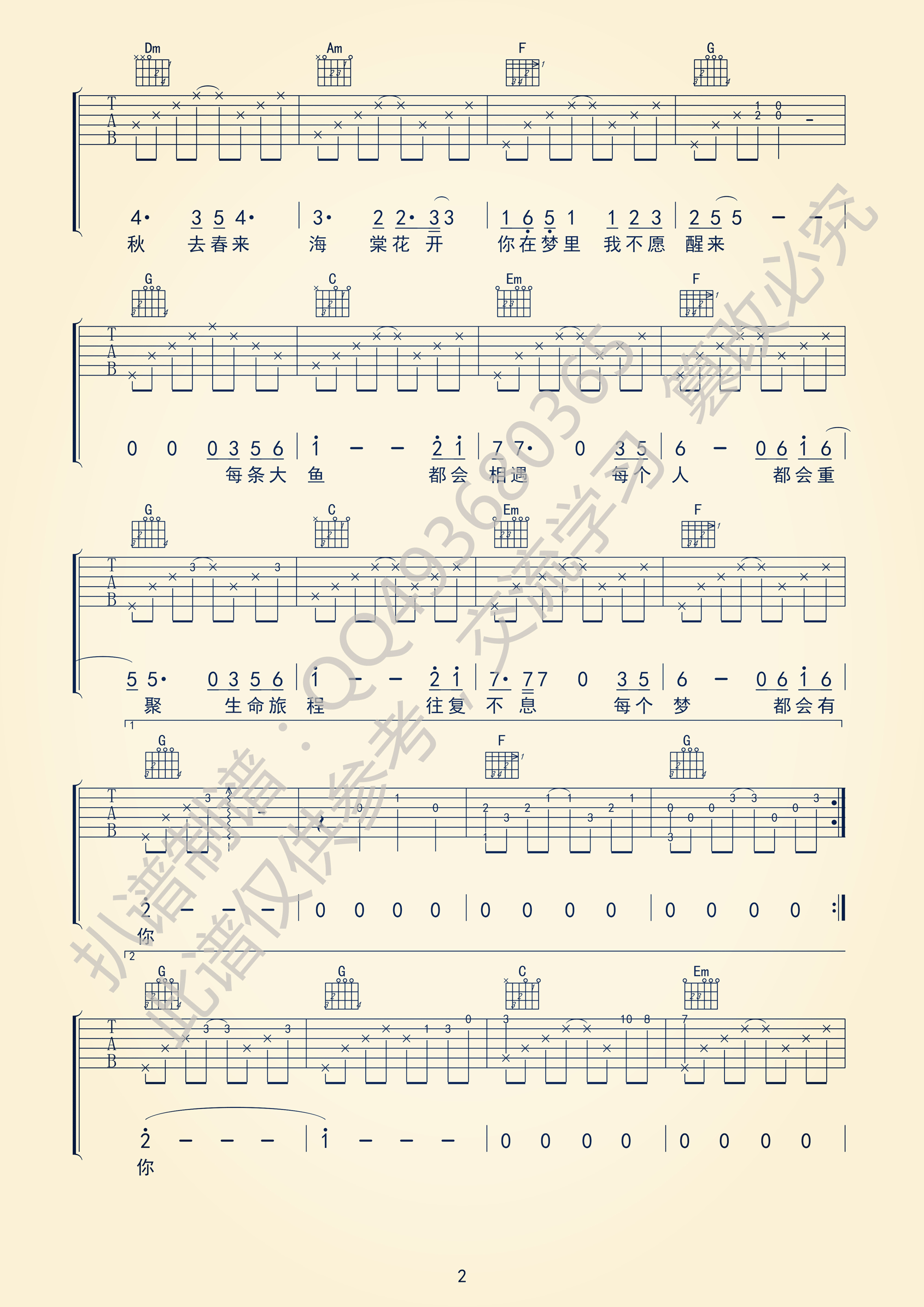 在这个世界相遇吉他谱陈奕迅高清六线谱图片谱