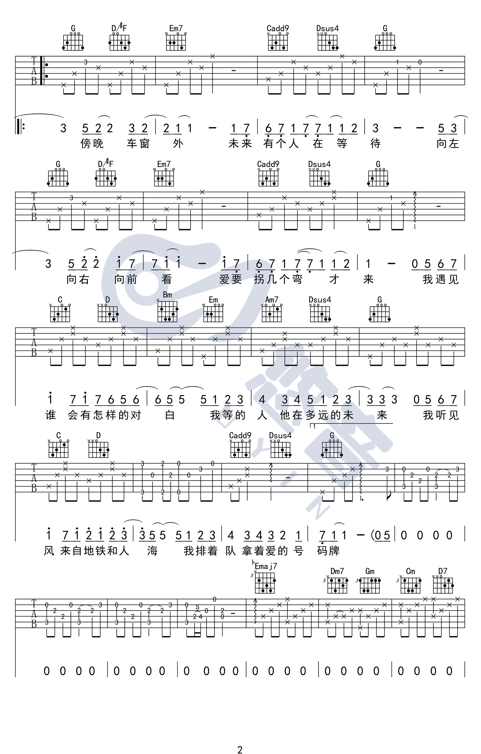 孙燕姿《遇见》吉他谱-2